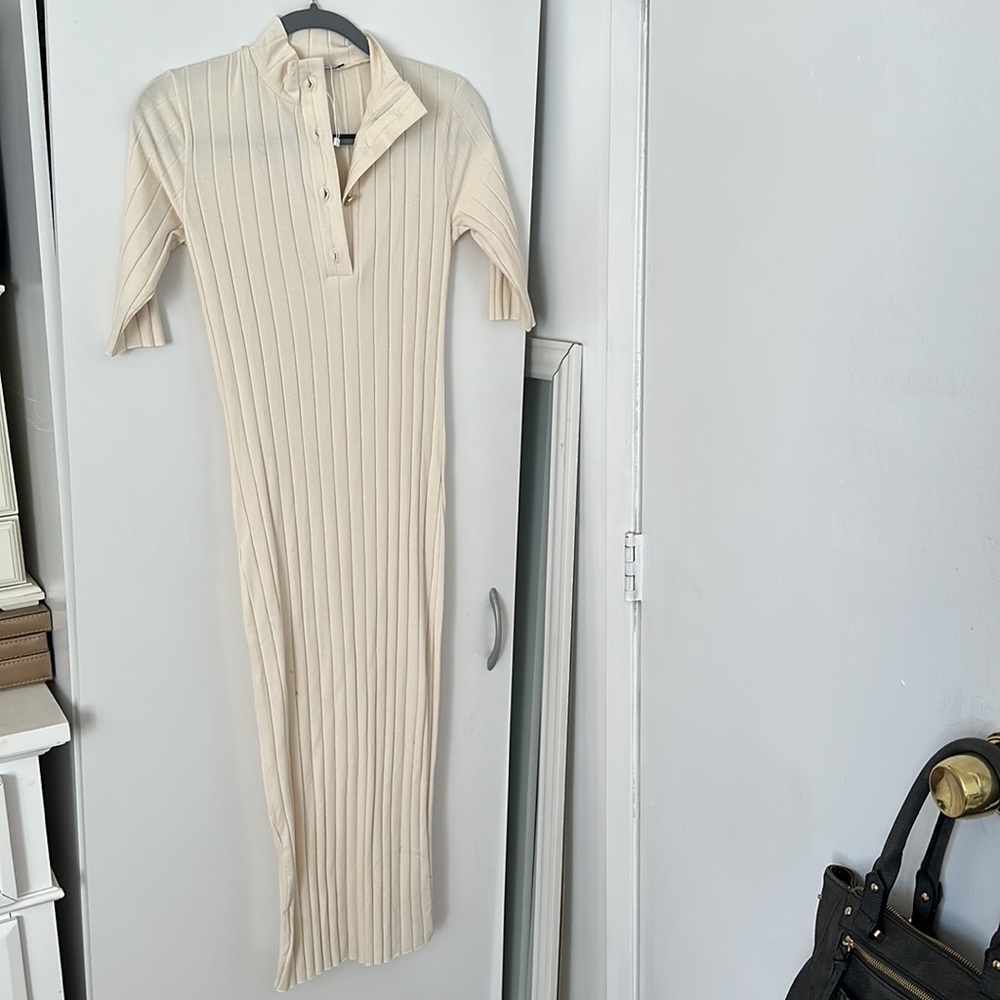 ZARA - short sleeve cream dress - Picture 7 of 7